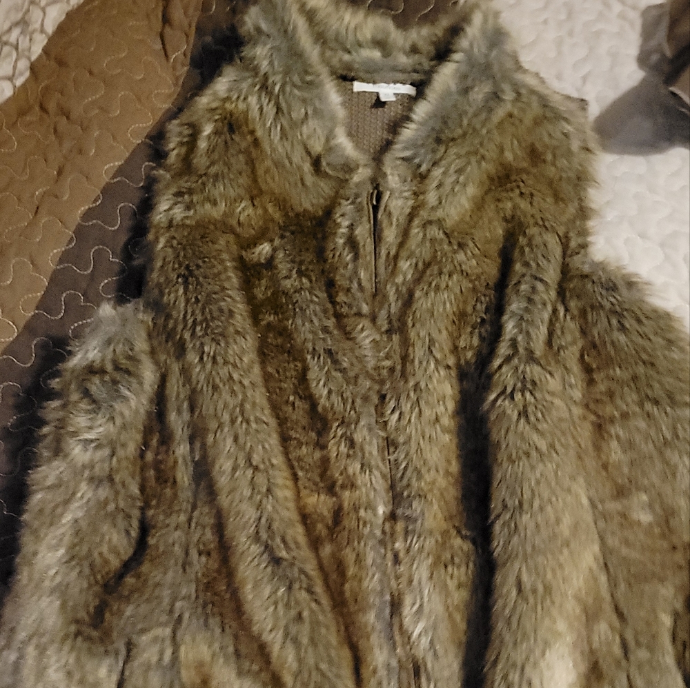 Brown fur vest with zipper